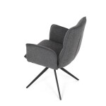 Židle jídelní, šedá látka, 360° vratný mechanismus, černý kov
