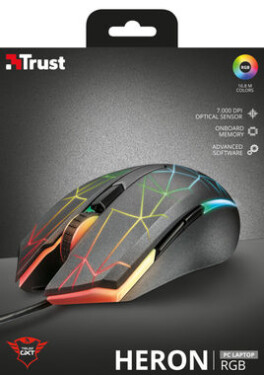 Trust GXT 170 HERON / Herní myš / Optická / Drátová / USB / RGB / 7 000dpi / 6 tlačítek (21813-T)