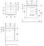 GEBERIT - Selnova Square Umyvadlová skříňka 64x54x48 cm, s umyvadlem, 1 dvířka, lesklá bílá 501.248.00.1