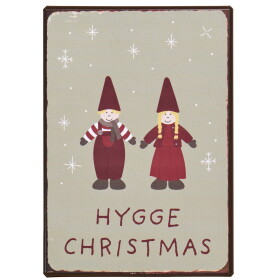 Ib Laursen Dekorativní plechová cedule Hygge Christmas, červená barva, kov