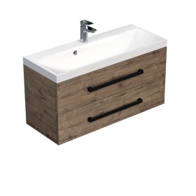 Koupelnová skříňka s černou úchytkou a umyvadlem SAT Cube Way 100x53x40 cm dub Wellington mat CUBE2C100ZDW CUBE2C100ZDW