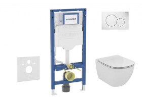 GEBERIT - Duofix Set předstěnové instalace, klozetu Tesi a sedátka softclose, tlačítko Sigma01, alpská bílá SANI11CD3132