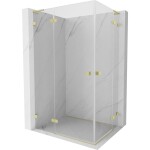MEXEN/S - Lunar L Duo sprchový kout dveře křídlové 80 x 75, transparent, zlato kartáčovaná 834L-080L-075P-55-00