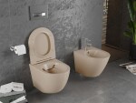 MEXEN - Lena Závěsná WC mísa Rimless včetně sedátka s slow, Duroplast, cappuccino mat 30224064