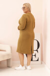 Dámská plus size šaty máslové s výstřihem do V a rukávem olivová UNI