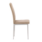 Židle jídelní, béžová látka, šedé kovové nohy