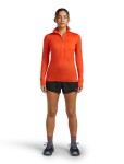 Dámská merino mikina ICEBREAKER Wmns 200 Realfleece Descender LS Half Zip, Fervid velikost: XS