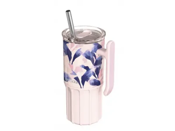 Quokka Nerezový termohrnek s brčkem Umi Blue Feather 720 ml (40090QO)