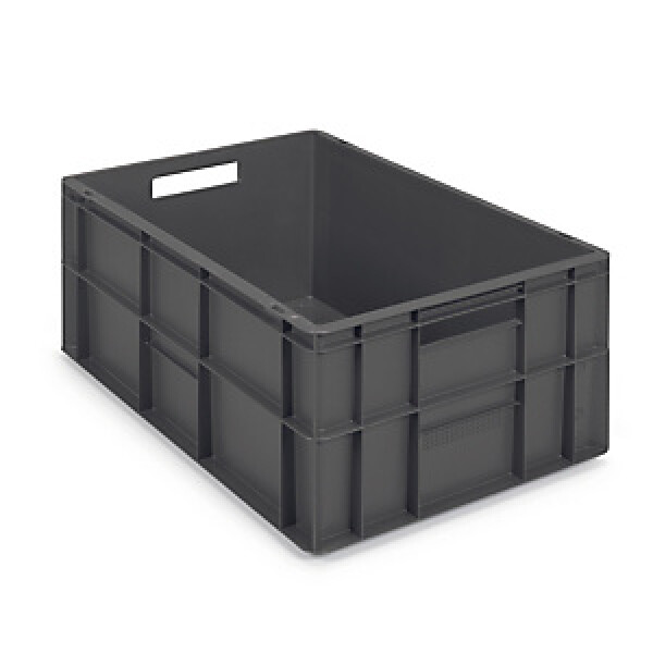 Euro přepravka ekonomická, 600x400x240 mm, 100% recyklovaná, šedá