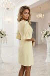 217-12 NEVA Dámské trapézové šaty s vázáním na rukávech - pastelově žluté XL