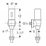 GEBERIT - Splachovací systémy Elektronický splachovač pisoáru, bateriové napájení, chrom 115.805.21.5