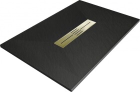 MEXEN/S - Toro obdélníková sprchová vanička SMC 100 x 80, černá, mřížka zlatá 43708010-G