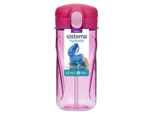 Sistema Hydrate Quick Flip Top Láhev s brčkem 520 ml růžová (8592001419674)