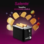 Salente ToastPro černá / Topinkovač / nerez / 950 W / 2 sloty / 7 stupňů opečení / FixBake (TOASTPRO-BK)