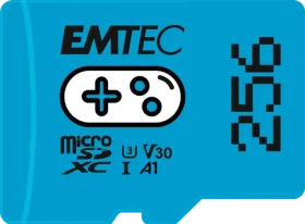 EMTEC microSD Gaming 256GB modrá / UHS-I U3 V30 A1 / čtení: 100MBs / zápis: 50MBs (ECMSDM256GXCU3G)