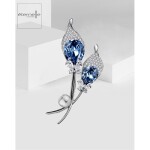 Brož Swarovski Elements Lanza - květina, Modrá