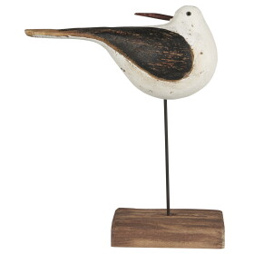 IB LAURSEN Dřevěná dekorace Bird Nautico 21 cm, bílá barva, hnědá barva, přírodní barva, dřevo, kov
