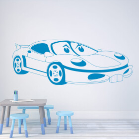 Samolepka Dětské autíčko Porsche Barva: modrá, Velikost: 100 x 44 cm