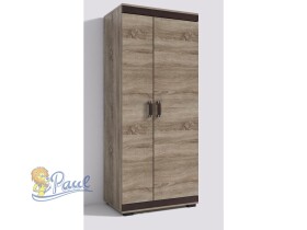 Šatní skříň P2 Dveře: Šedá, Rozměr: 90 cm, Korpus: Wenge