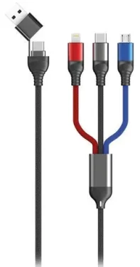 2GO 797361 / Nabíjecí kabel 3v1 / USB-A, USB-C / Micro-USB, USB-C, Lightning / 1,2 m (797361)
