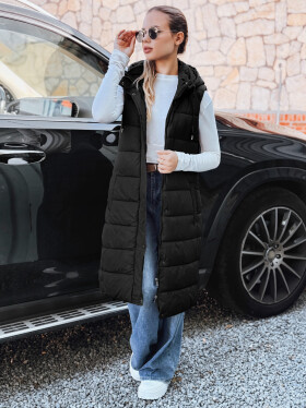 Dámská dlouhá prošívaná vesta černá FashionStreet TY5267 L