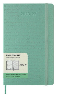 18měsíční diář Moleskine Colored Patterned 2026-27 - tvrdé desky, L, týdenní, světle zelený