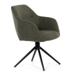 Židle jídelní a konferenční, zelená látka, černé kovové nohy, otočný mechanismus