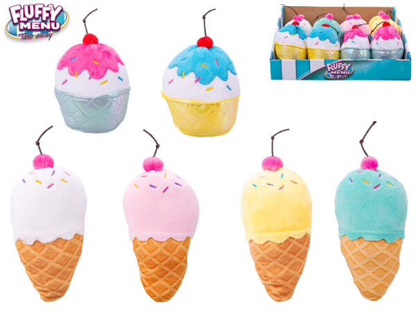 Plyšová zmrzlina a cupcake 12–16 cm - mix motivů