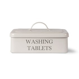 Garden Trading Plechový box na mycí tablety Chalk, bílá barva, kov