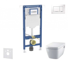 GEBERIT - Duofix Set předstěnové instalace, klozetu a sedátka Tece One, tlačítka Sigma30, Rimless, SoftClose, bílá/lesklý chrom SANI11CT3105