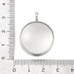 Přívěsek - nerezový medailonek se sklem - kulatý - 24 mm - 1 ks