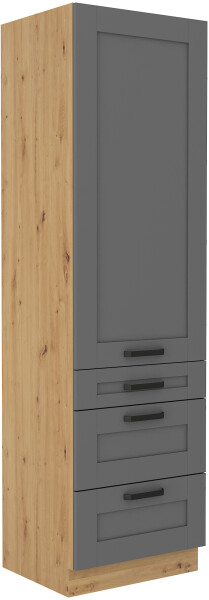 Vysoká potravinová skříňka Luna 60 DKS-210 3S 1F - Premium Box Barva korpusu: Dub artisan, Barva dvířek: Dust Grey
