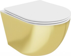 MEXEN - Lena Závěsná WC mísa včetně sedátka s slow-slim, duroplast, bílá/zlatá 30224006