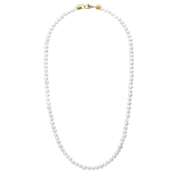 Pánský perlový náhrdelník Giorgio Gold - 6 mm perla, Zlatá 60 cm Bílá