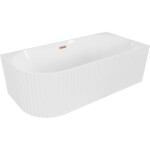 MEXEN/S - Gia volně stojící rohová vana reliéf pravá 170 x 80, bílá lesk, sifon a přepad měď kartáčovaná 52701708000P-65