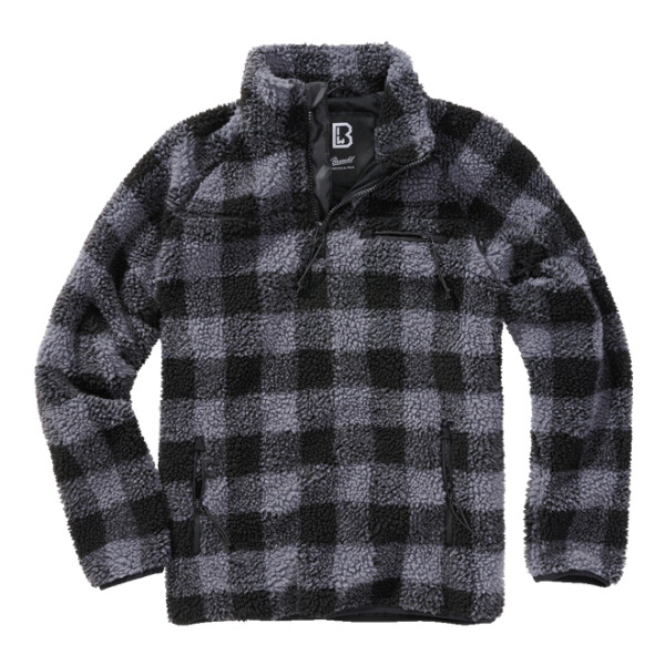 Brandit Svetr Teddyfleece Troyer černá | šedá 4XL