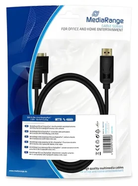 MediaRange černá / Kabel / DisplayPort na DVI-D (24+1) / 2 m / pozlacené konektory (MRCS131)