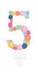 Svíčka dortová barevné lentilky číslo 5 - Albi