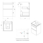 SAPHO - SITIA umyvadlová skříňka 46,4x70x44,2cm, 2xzásuvka, dub stříbrný SI050-1111