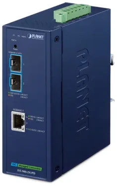 PLANET IXT-900-2X1PD / Průmyslový konvertor / 10GBase-T PoE PD / 2x SFP+ 10GBase-X / IP40 / -40~75°C / SNMP (IXT-900-2X1PD)
