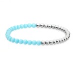 Náramek Reina chirurgická ocel a Kočičí oko, Světle modrá 19 cm