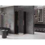 MEXEN/S - Velar L Duo sprchový kout, posuvné dveře 80 x 80, grafit, měď kartáčovaná 871-080-080-02-43-65