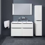 Mereo Mailo, koupelnová skříňka s keramickým umyvadlem 121 cm, dub Riviera, černé madlo CN523B
