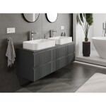 MEXEN/S - Rivel koupelnová skříňka pod umyvadlo 140 cm s deskou, 2 zásuvky, reliéf , grafit mat 91A20-14047-2-BFFC66