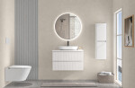 CERANO - Koupelnová skříňka Carole - bílá matná rýhovaná + deska pod umyvadlo z lit. mramoru Elanys - 12 mm - bílá matná - 60x49,2x46 CER-714878
