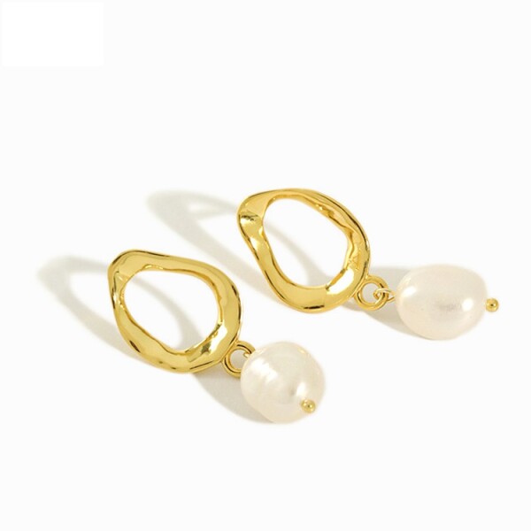 LUNICA Stříbrné večerní náušnice PERLY GOLD 0558