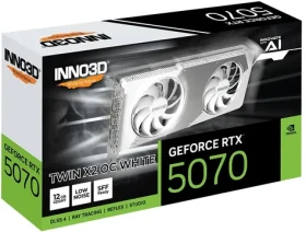 Inno3D GeForce RTX 5070 Twin X2 OC bílá 12GB / Grafická karta / 2542 MHz / 12 GB GDDR7 / 192-bit / 1x HDMI + 3x DP (N50702-12D7X-195064W)