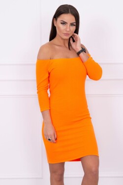 Šaty vypasované žebrované oranžové neonové