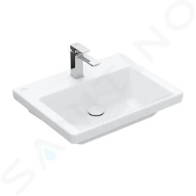 VILLEROY & BOCH - Subway 3.0 Umyvadlo 600x470 mm, bez přepadu, otvor pro baterii, CeramicPlus, Stone White 4A7061RW