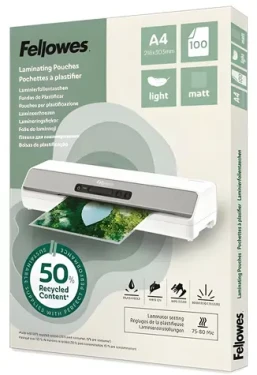 Fellowes Laminovací fólie A4 matná / Laminovací fólie / 100 ks / recyklovaná (100143435)